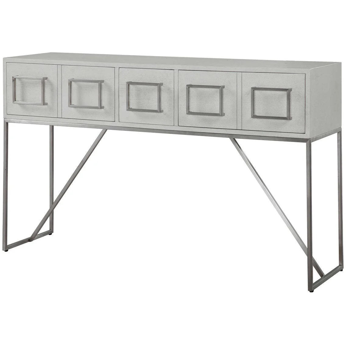 Uttermost Abaya White With Gray Distressing Modern Console Table - Image 4