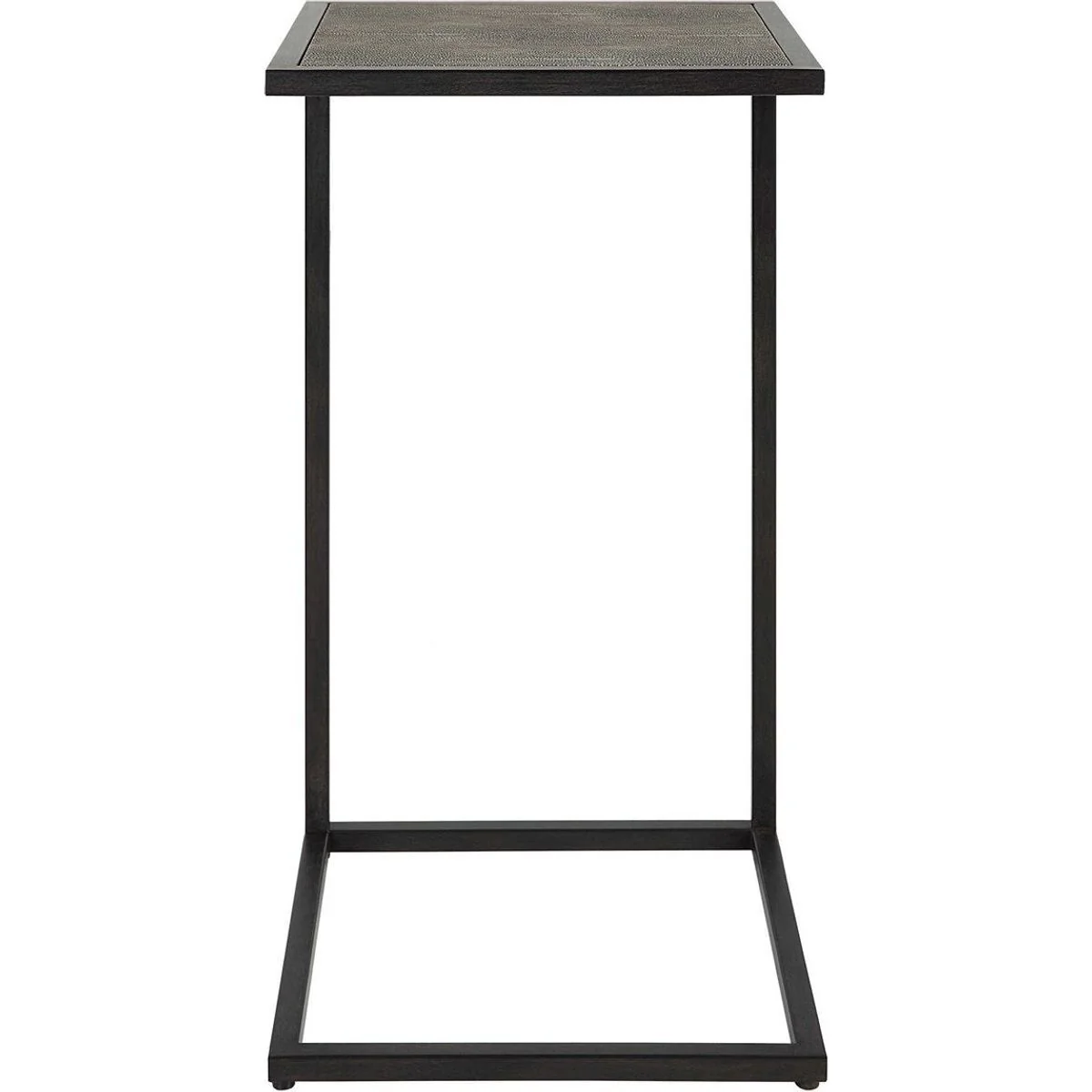Casa Bella Living Gray Shagreen Top With Antique Black Base Accent Side Table - Image 2
