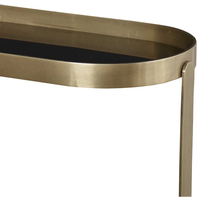 Uttermost Adia Black Glass Antiqued Gold Modern Accent Table - Image 4