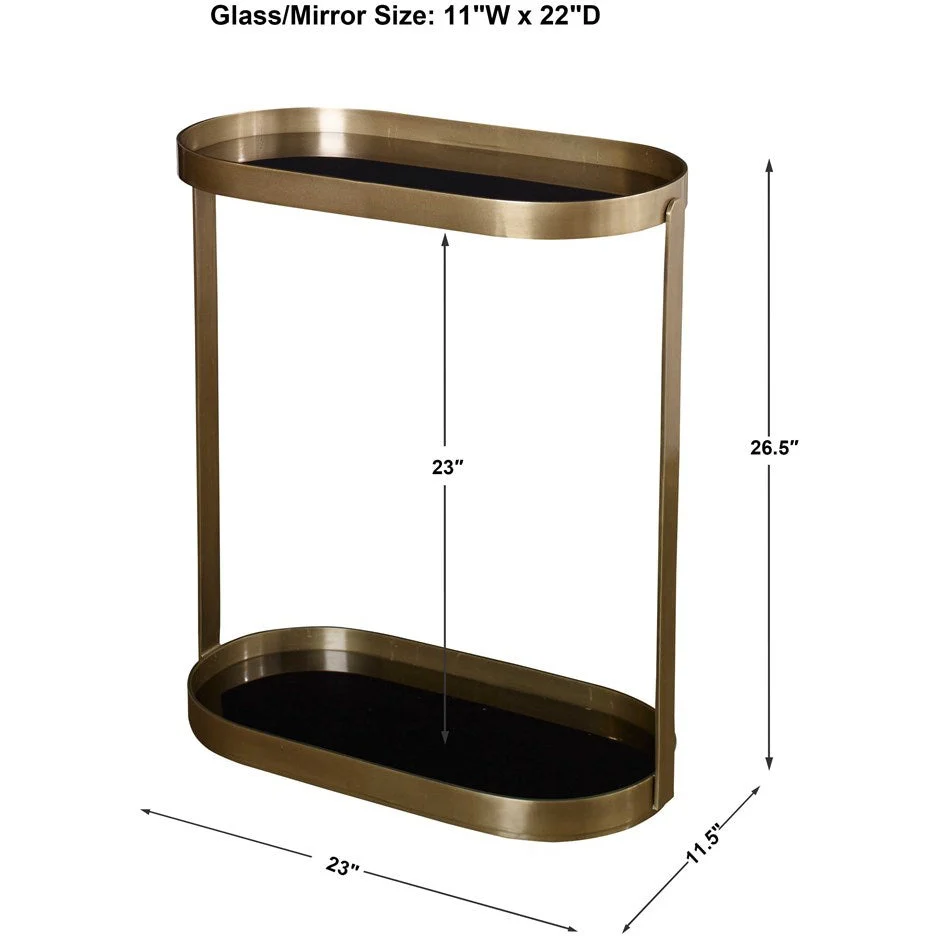 Uttermost Adia Black Glass Antiqued Gold Modern Accent Table - Image 6
