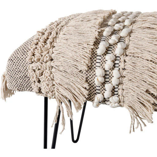 Surya Adilah Modern Boho Bench With Black Metal Base ADH-002 - Image 4