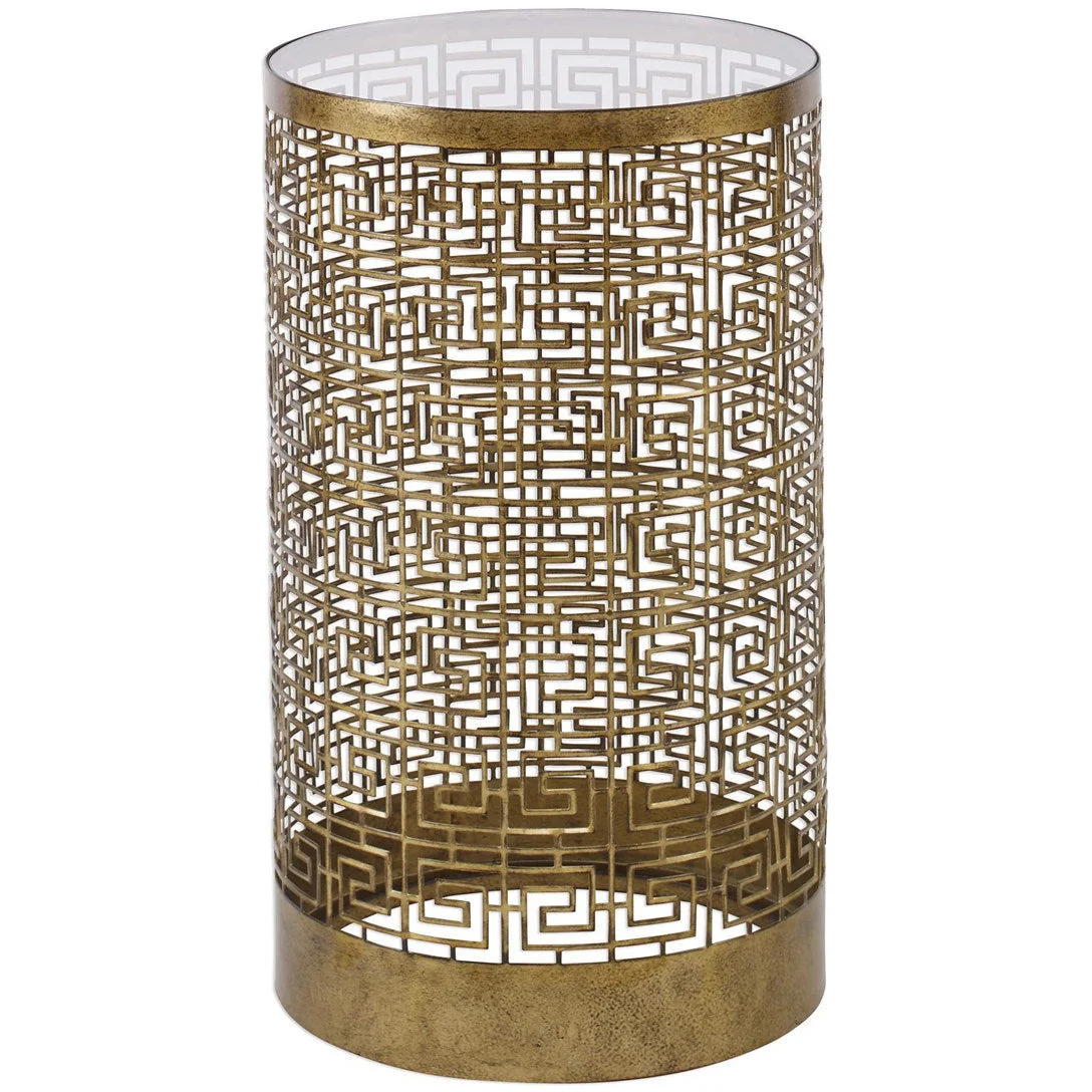Uttermost Algernon Antiqued Gold Iron Round Accent Drink Table - Image 2