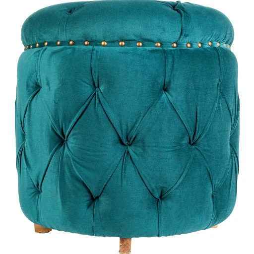 Surya Amana Modern Deep Teal Tufted Round Ottoman With Nailheads AAA-003 - Image 6