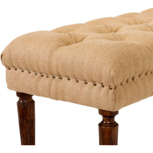 Surya Americus Rustic Modern Jute Fabric Tufted Bench With Wood Base ACU-001 - Image 4