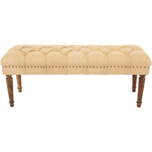 Surya Americus Rustic Modern Jute Fabric Tufted Bench With Wood Base ACU-001 - Image 5