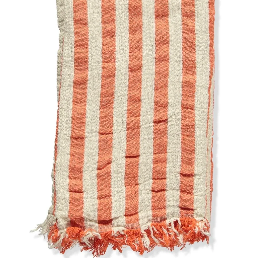 Anaya Home Amalfi Stripe Turkish Cotton Towel ~ Orange - Image 3