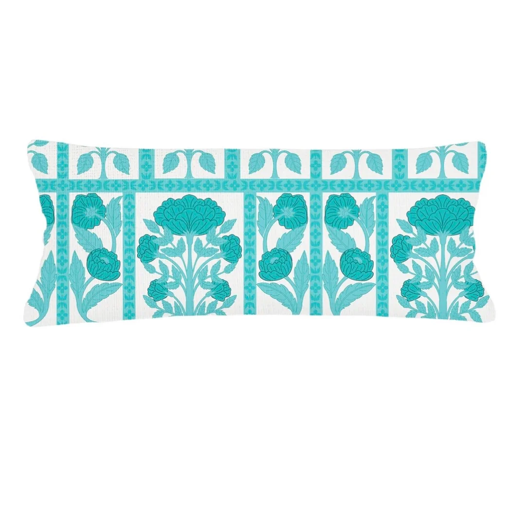 Anaya Home Blossom Feild Linen Pillow With Down Feather Insert ~ Teal ~ Available In 14x20, 14x40, 20x20, 22x22, 26x26, And 28x36 - Image 9
