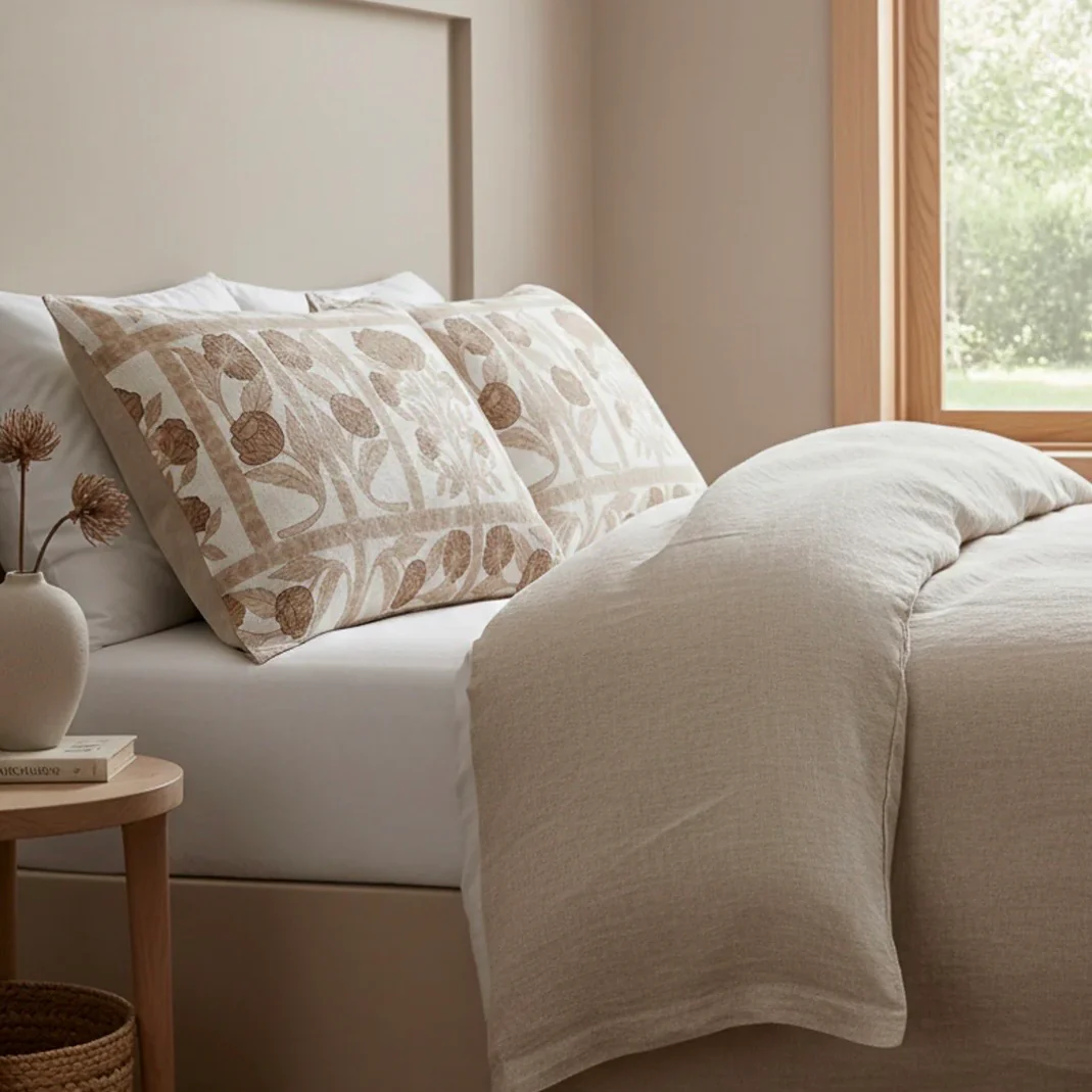 Anaya Home Blossom Feild Linen Pillow With Down Feather Insert ~ Warm Beige ~ Available In 14x20, 14x40, 20x20, 22x22, 26x26, And 28x36 - Image 6
