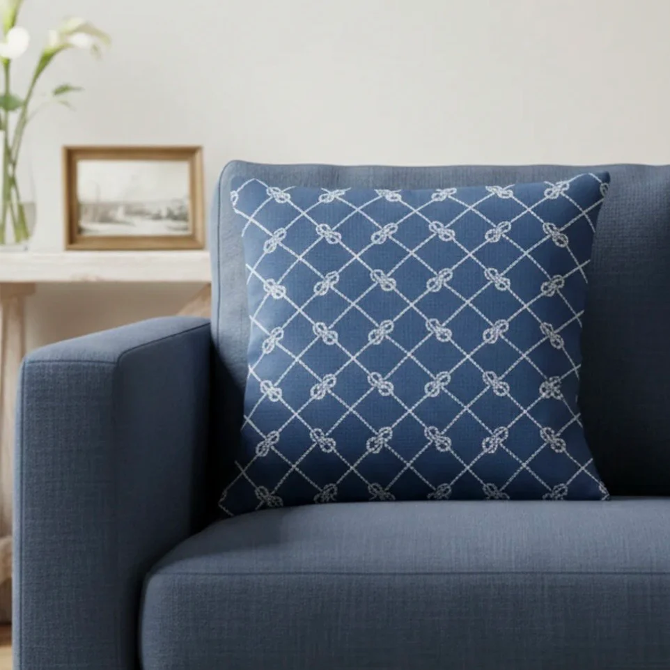 Anaya Home Captains Knots Linen Pillow With Down Feather Insert ~ Navy Blue ~ Available In 14x20, 14x40, 20x20, 22x22, 26x26, And 28x36 - Image 12