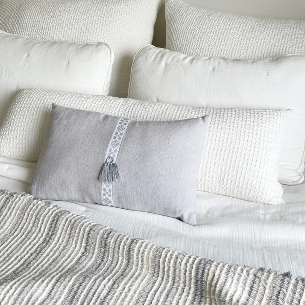 Anaya Home Cool Cotton White Waffle Weave Pillow 14x40 With Down Insert ~ DREAMY BEDDING SALE~ Limited Quantity - Image 4