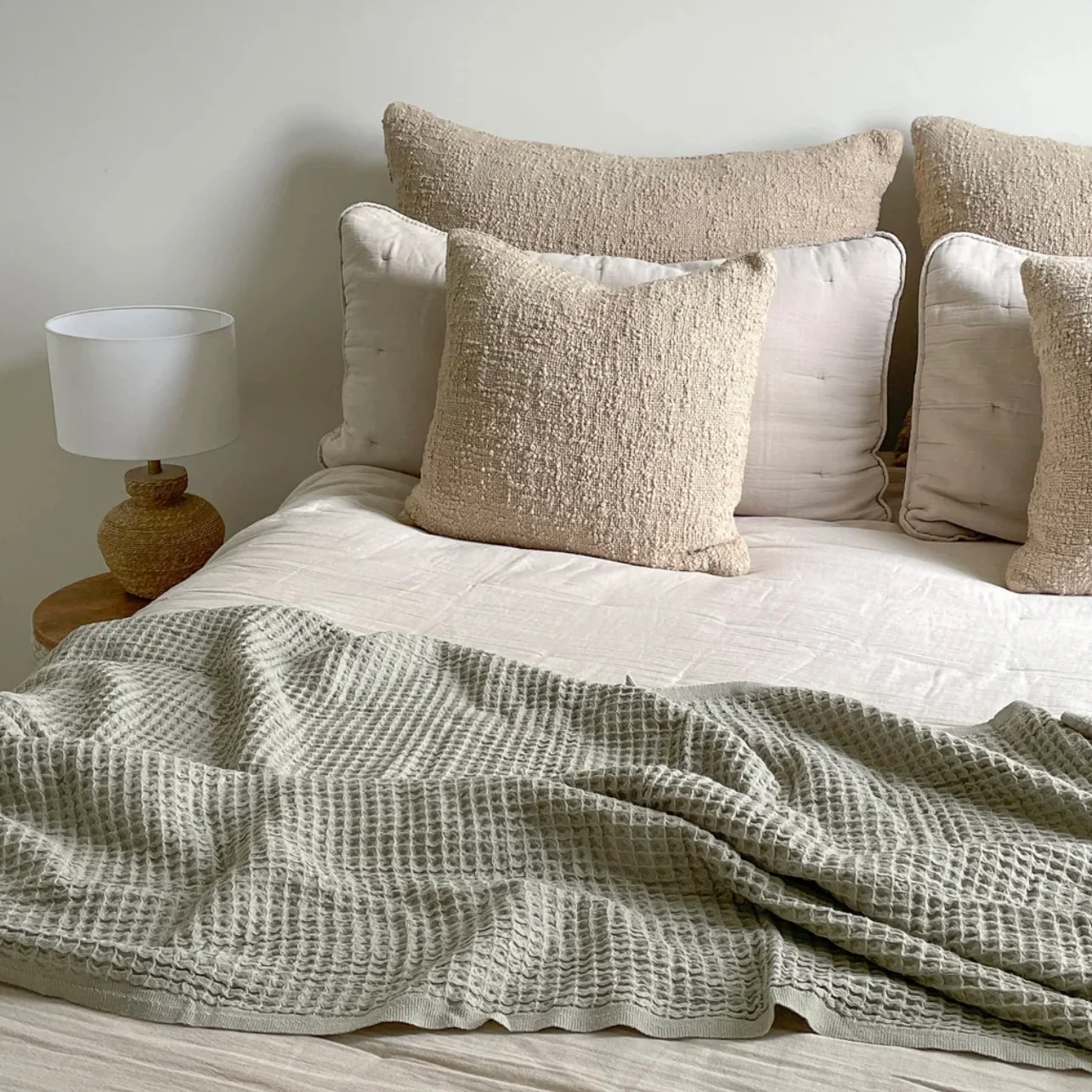 Anaya Home Cozy Cotton Beige Boucle Dutch Euro Pillow 28x36 With Down Insert ~ DREAMY BEDDING SALE ~ Limited Quantity - Image 3