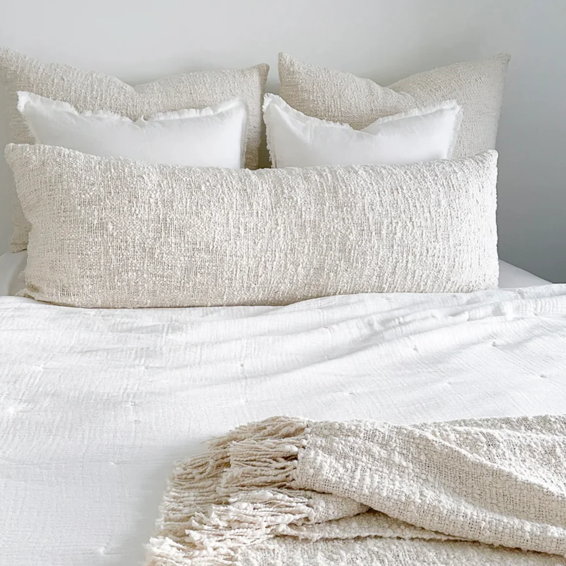 Anaya Home Cozy Cotton Ivory Boucle Body Pillow With Down Alternative Insert ~ DREAMY BEDDING SALE~ Limited Quantity - Image 7