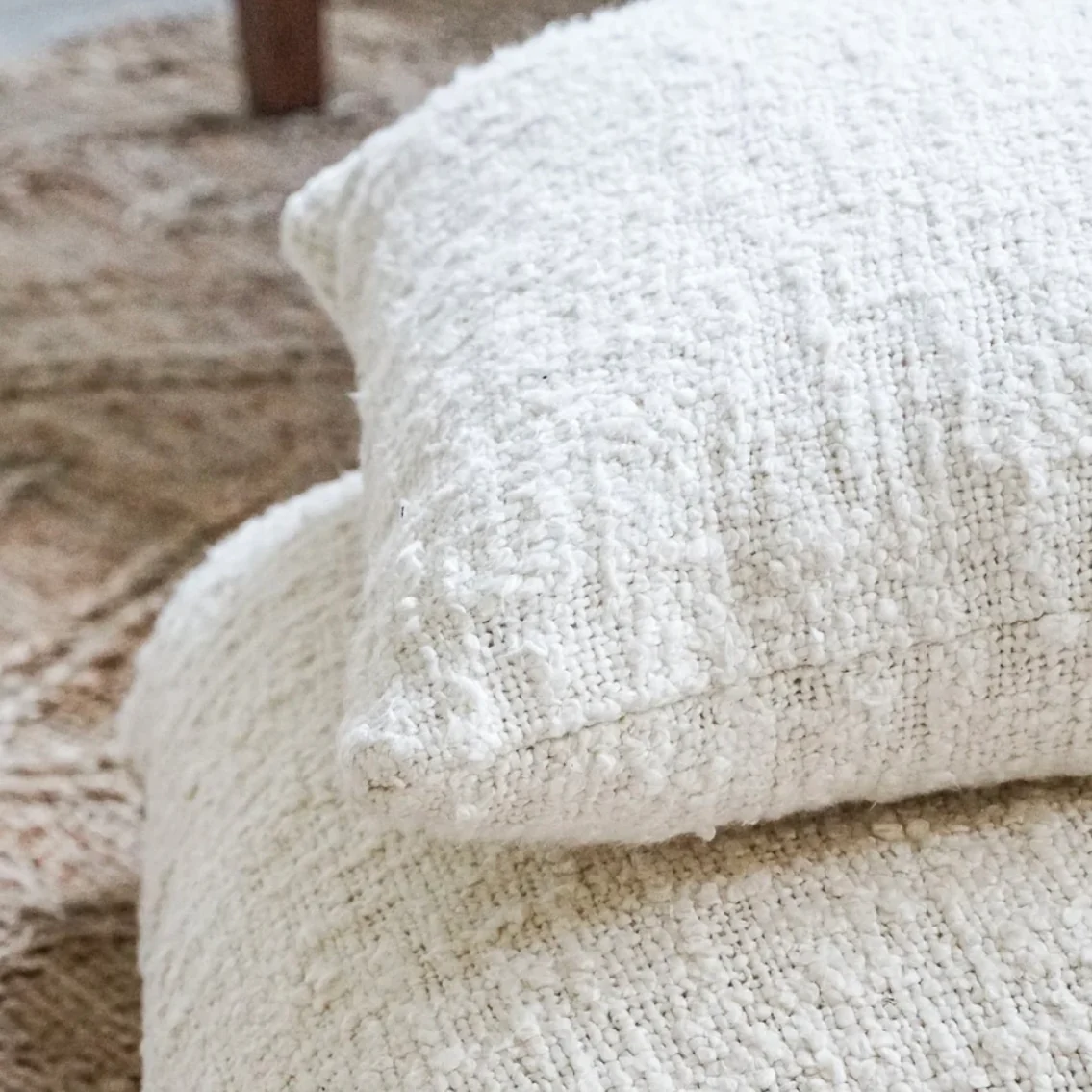 Anaya Home Cozy Cotton Ivory Boucle Pillow 20x20 With Down Insert - Image 5