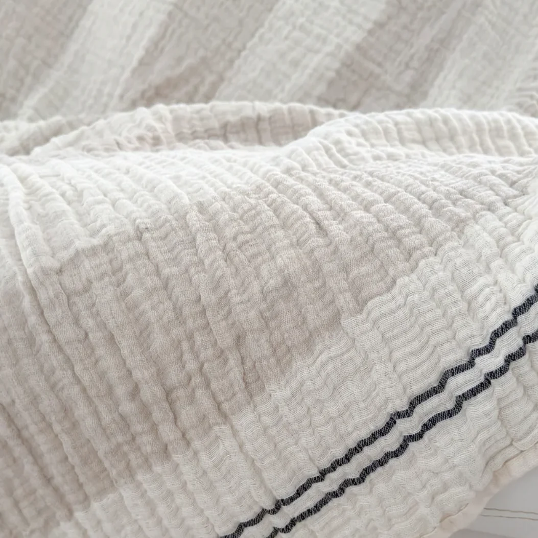 Anaya Home Crinkled Luxe Linen Stripe Throw ~ Ivory with Black Stripes ~ DREAMY BEDDING SALE ~ Limited Quantity - Image 4
