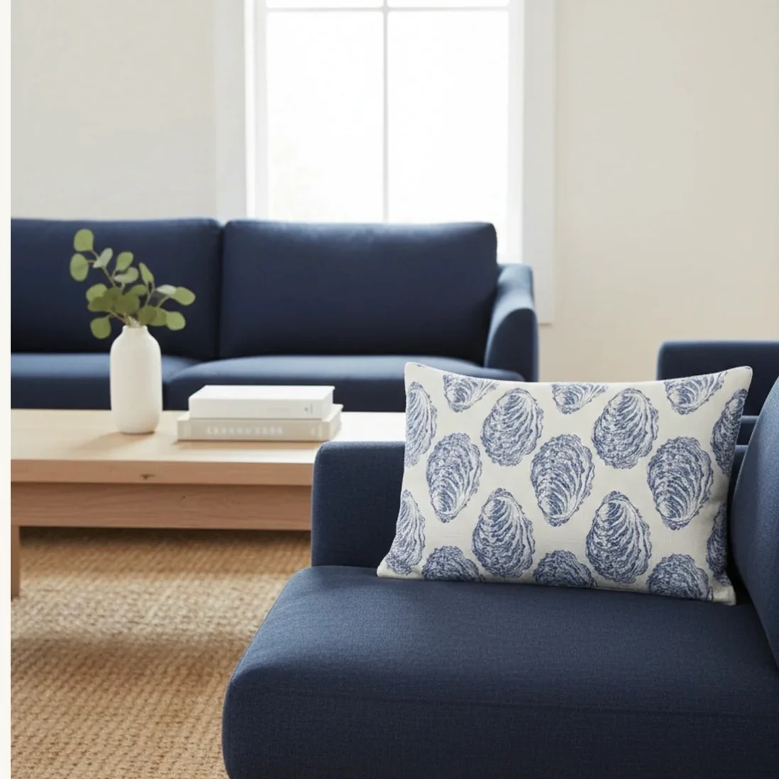 Anaya Home Drifted Oyster Linen Pillow With Down Feather Insert ~ Navy Blue ~ Available In 14x20, 14x40, 20x20, 22x22, 26x26, And 28x36