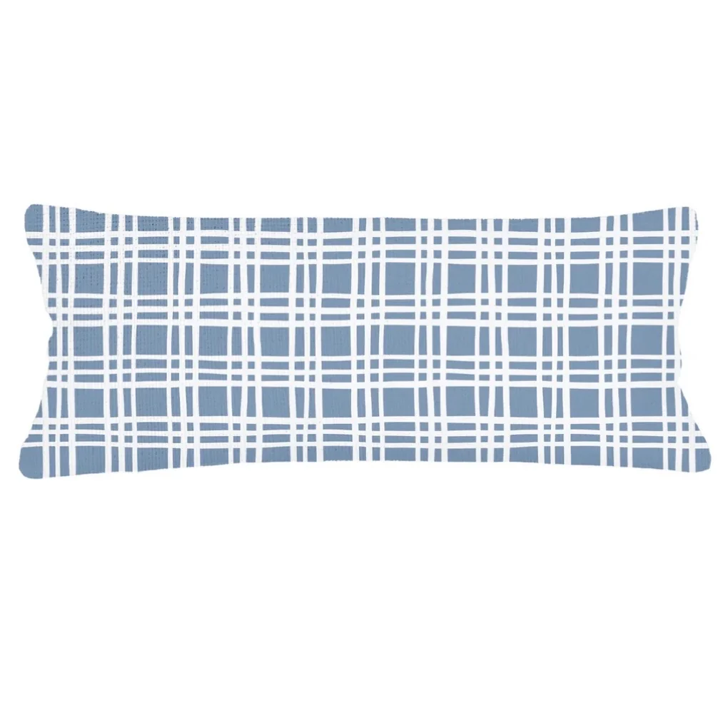 Anaya Home Estate Plaid Linen Pillow With Down Feather Insert ~ Cape Blue ~ Available In 14x20, 14x40, 20x20, 22x22, 26x26, And 28x36 - Image 11