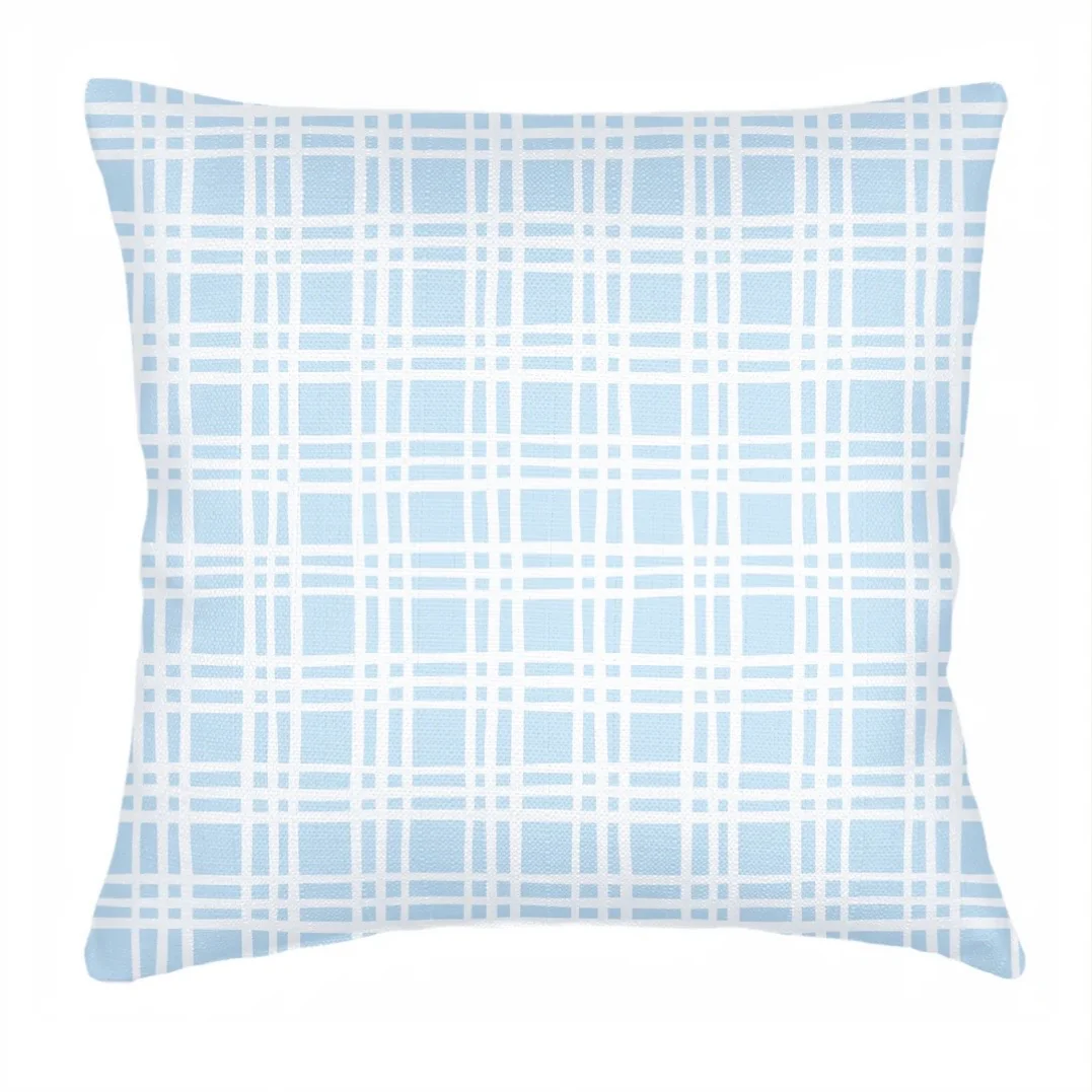 Anaya Home Estate Plaid Linen Pillow With Down Feather Insert ~ Light Blue ~ Available In 14x20, 14x40, 20x20, 22x22, 26x26, And 28x36 - Image 4