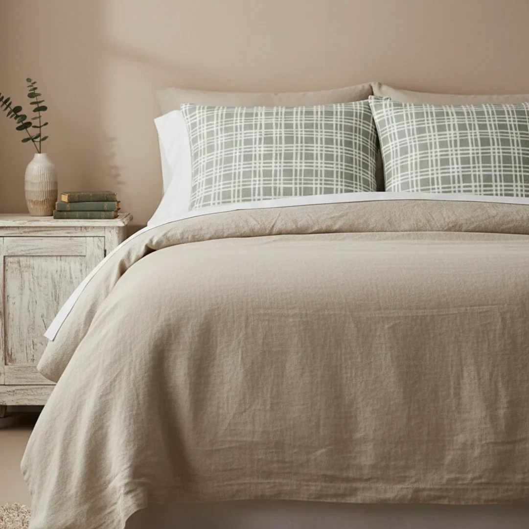 Anaya Home Estate Plaid Linen Pillow With Down Feather Insert ~ Sage Green ~ Available In 14x20, 14x40, 20x20, 22x22, 26x26, And 28x36 - Image 6