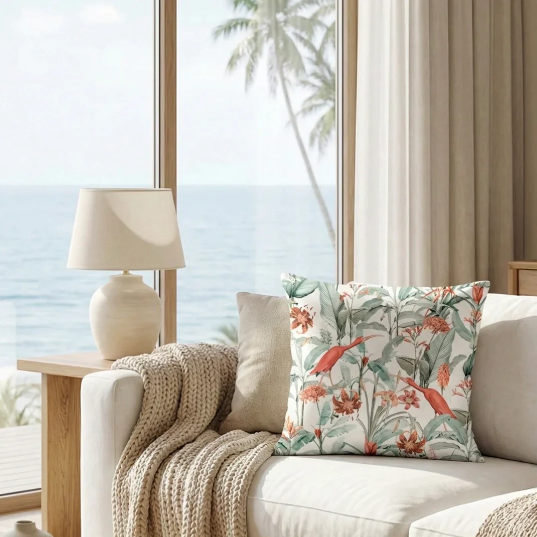 Anaya Home Feathered Tropics Linen Pillow With Down Feather Insert ~ Available In 14x20, 14x40, 20x20, 22x22, 26x26, And 28x36 - Image 4