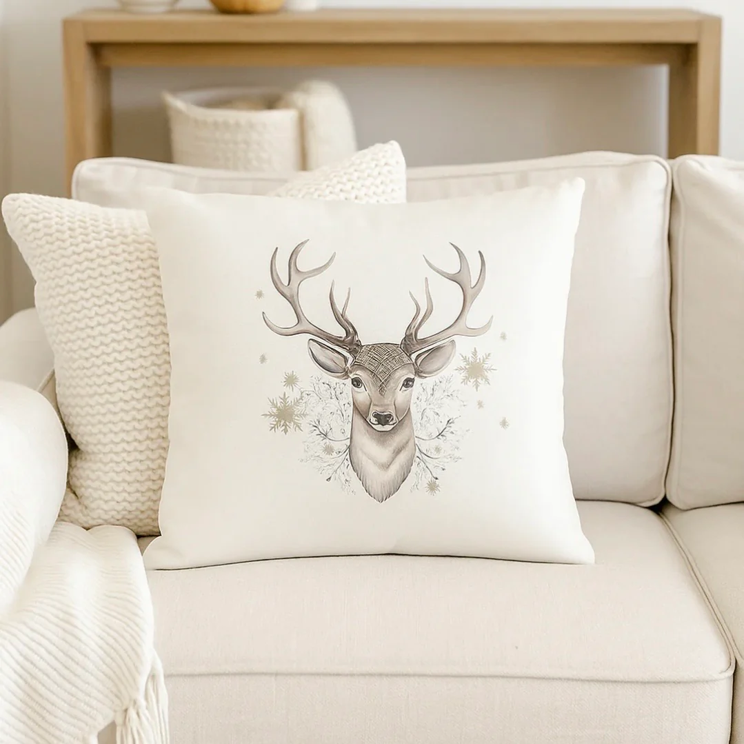 Anaya Home Festive Reindeer Velvet Holiday Pillow ~ 20 X 20 - Image 2