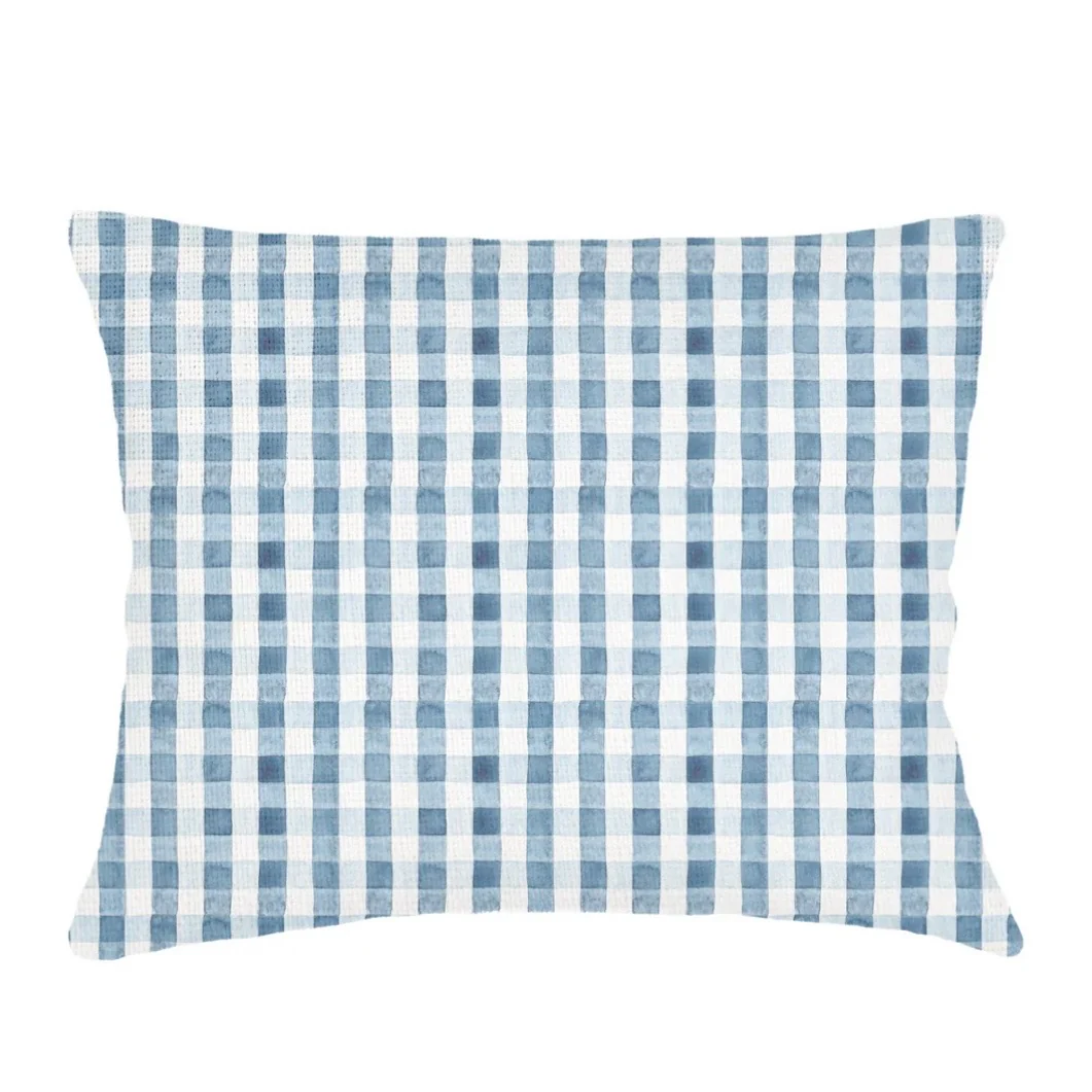 Anaya Home Gingham Linen Pillow With Down Feather Insert ~ Chambray Blue ~ Available In 14x20, 14x40, 20x20, 22x22, 26x26, And 28x36 - Image 13