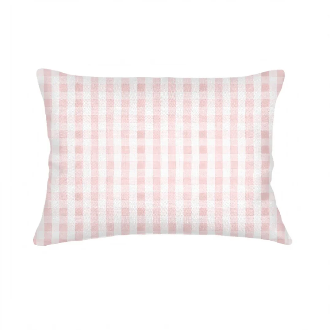 Anaya Home Gingham Linen Pillow With Down Feather Insert ~ Pale Pink ~ Available In 14x20, 14x40, 20x20, 22x22, 26x26, And 28x36 - Image 7