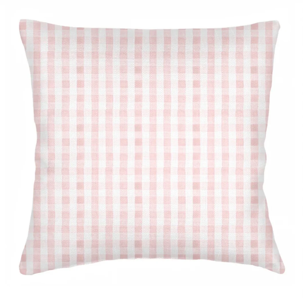 Anaya Home Gingham Linen Pillow With Down Feather Insert ~ Pale Pink ~ Available In 14x20, 14x40, 20x20, 22x22, 26x26, And 28x36 - Image 9