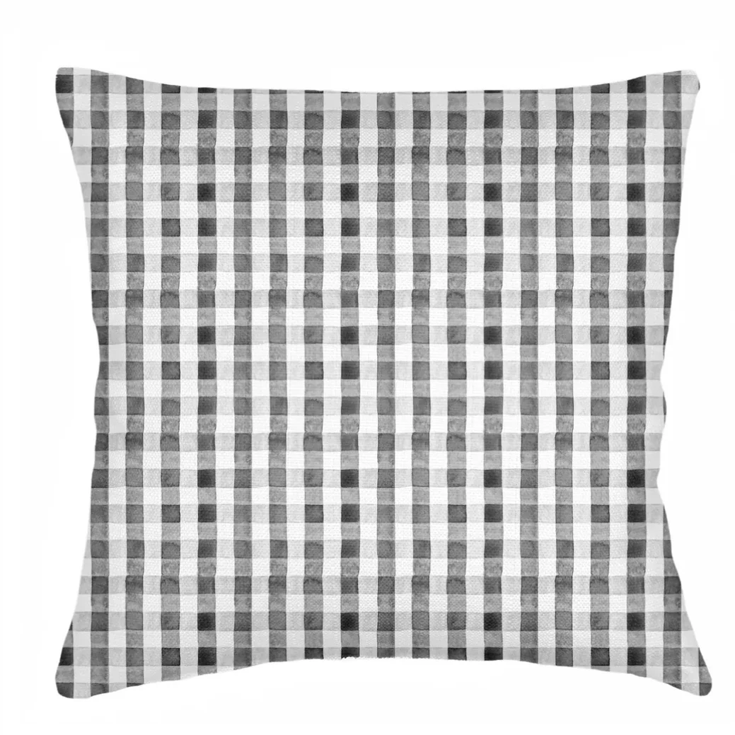 Anaya Home Gingham Linen Pillow With Insert ~ Antique Grey~ Available In 14x20, 14x40, 20x20, 22x22, 26x26, And 28x36 - Image 10