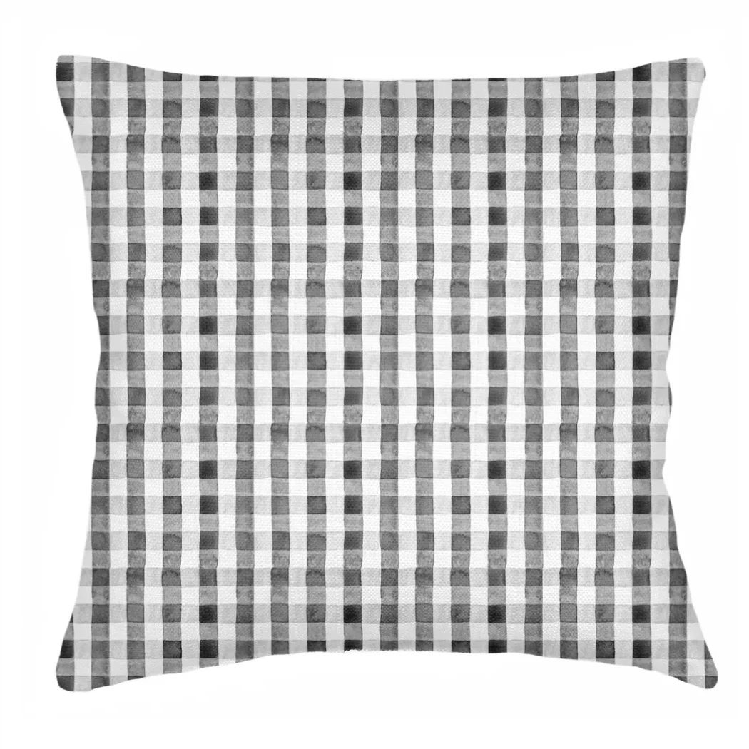 Anaya Home Gingham Linen Pillow With Insert ~ Antique Grey~ Available In 14x20, 14x40, 20x20, 22x22, 26x26, And 28x36 - Image 11