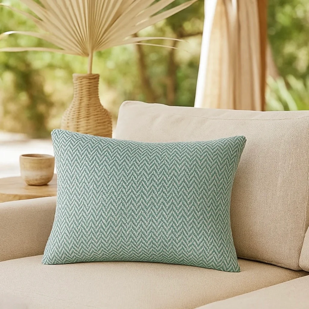 Anaya Home Herringbone Bay Indoor & Outdoor Pillow ~ Turquoise ~ Available In 14 x 20, 20 x 20, And 24 x 24