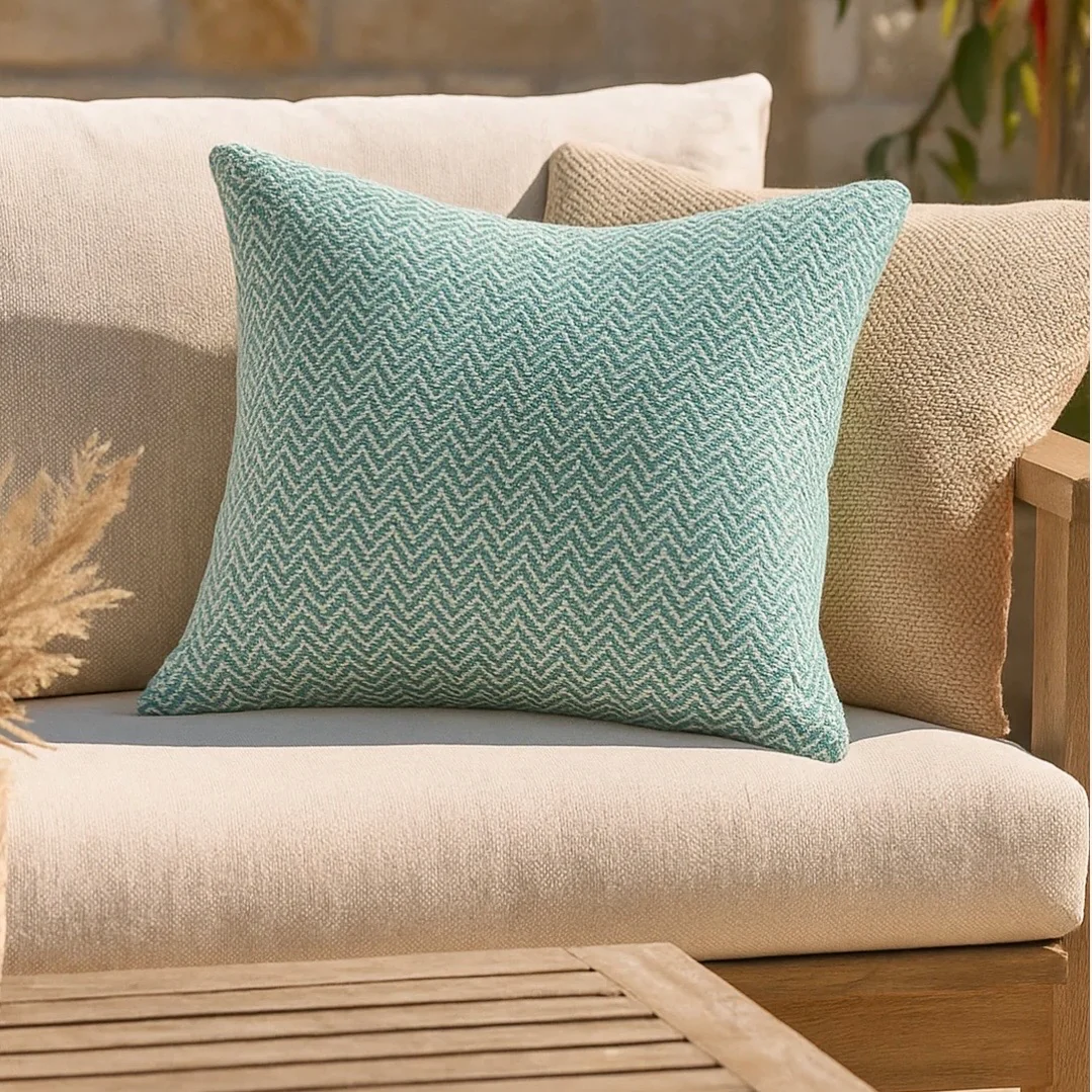 Anaya Home Herringbone Bay Indoor & Outdoor Pillow ~ Turquoise ~ Available In 14 x 20, 20 x 20, And 24 x 24 - Image 2