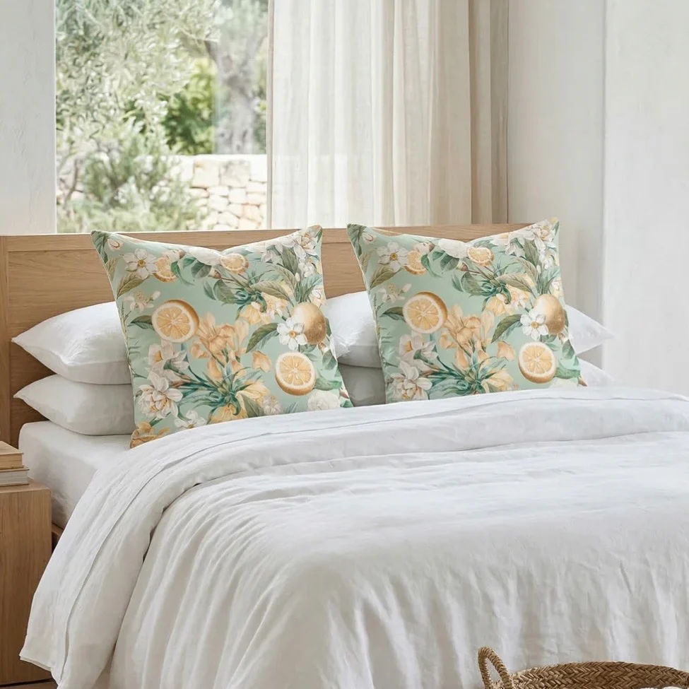 Anaya Home Lemon Bloom Linen Pillow With Down Feather Insert ~ Available In 14x20, 14x40, 20x20, 22x22, 26x26, And 28x36 - Image 10