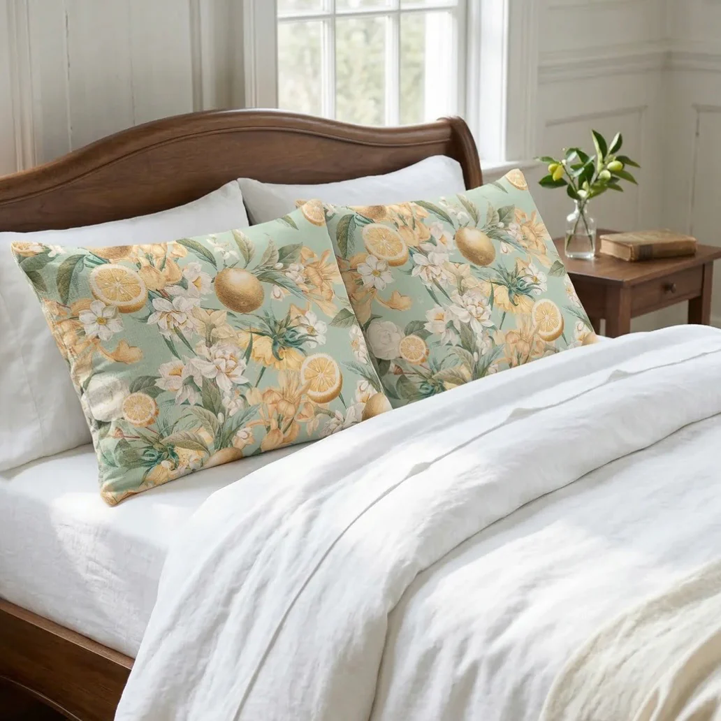 Anaya Home Lemon Bloom Linen Pillow With Down Feather Insert ~ Available In 14x20, 14x40, 20x20, 22x22, 26x26, And 28x36 - Image 6