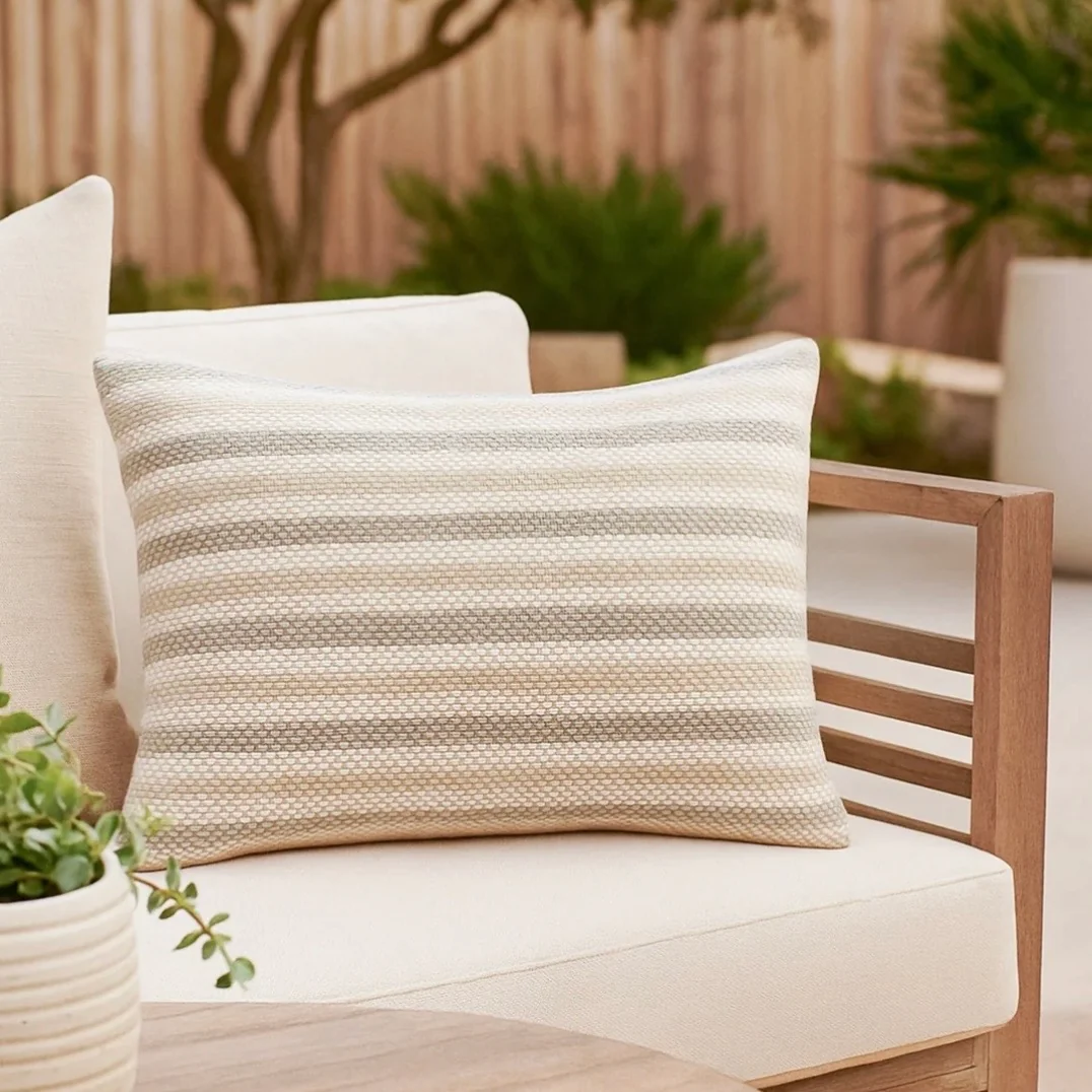 Anaya Home Marina Stripe Indoor & Outdoor Pillow ~ Classic Grey ~  Available In 14 x 20, 20 x 20, And 24 x 24
