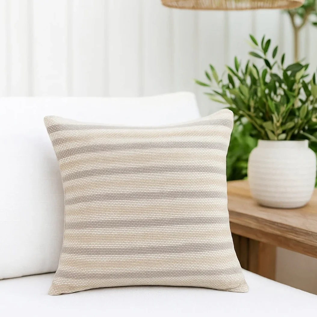 Anaya Home Marina Stripe Indoor & Outdoor Pillow ~ Classic Grey ~  Available In 14 x 20, 20 x 20, And 24 x 24 - Image 2