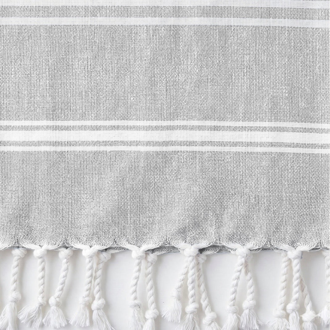 Anaya Home Nantucket Stripe Hand Towel ~ Set of 2 ~ Light Grey - Image 3