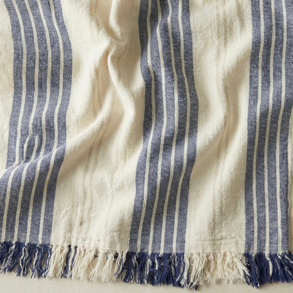 Anaya Home Newport Stripe Turkish Cotton Towel ~ Navy Blue - Image 3