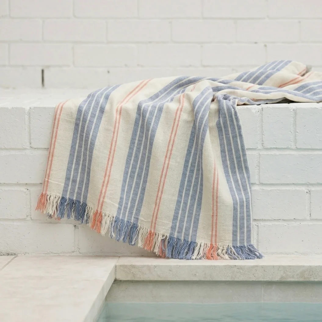 Anaya Home Newport Stripe Turkish Cotton Towel ~ Orange