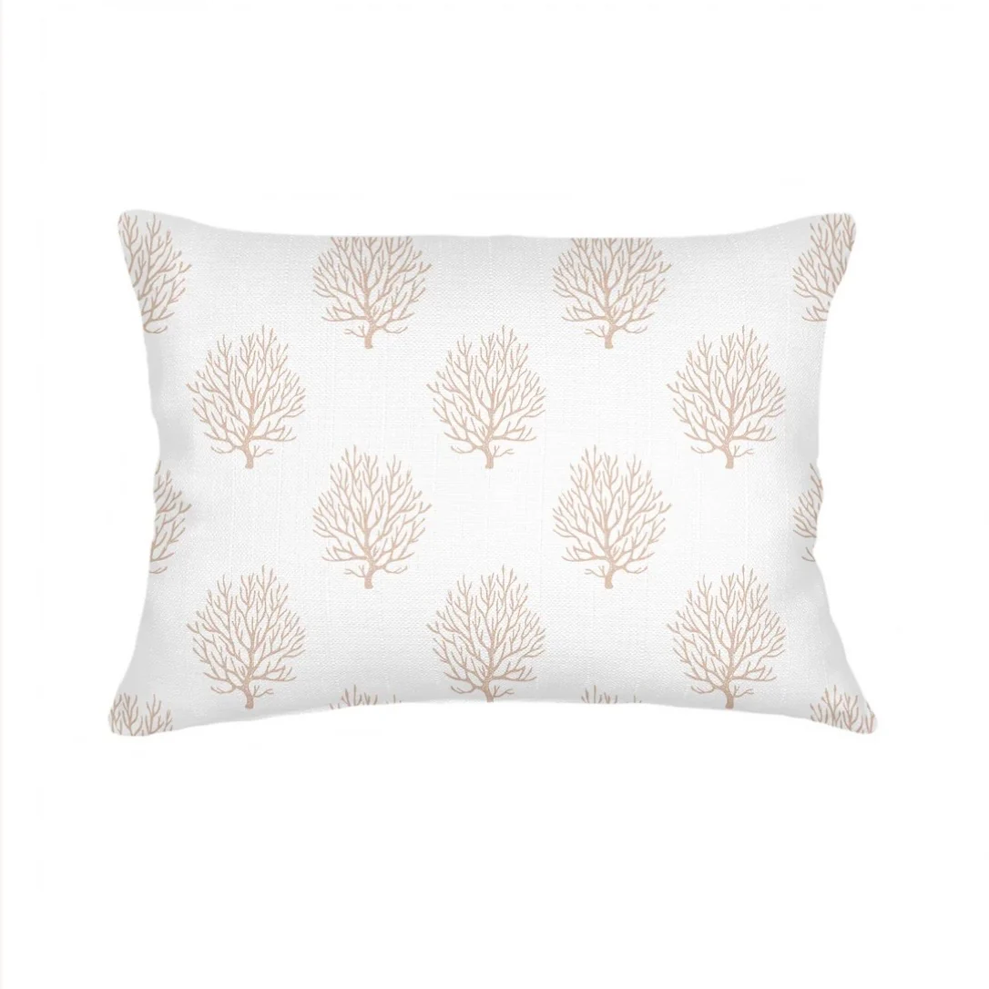 Anaya Home Ocean Coral Linen Pillow With Down Feather Insert ~ Beige ~ Available In 14x20, 14x40, 20x20, 22x22, 26x26, And 28x36 - Image 8