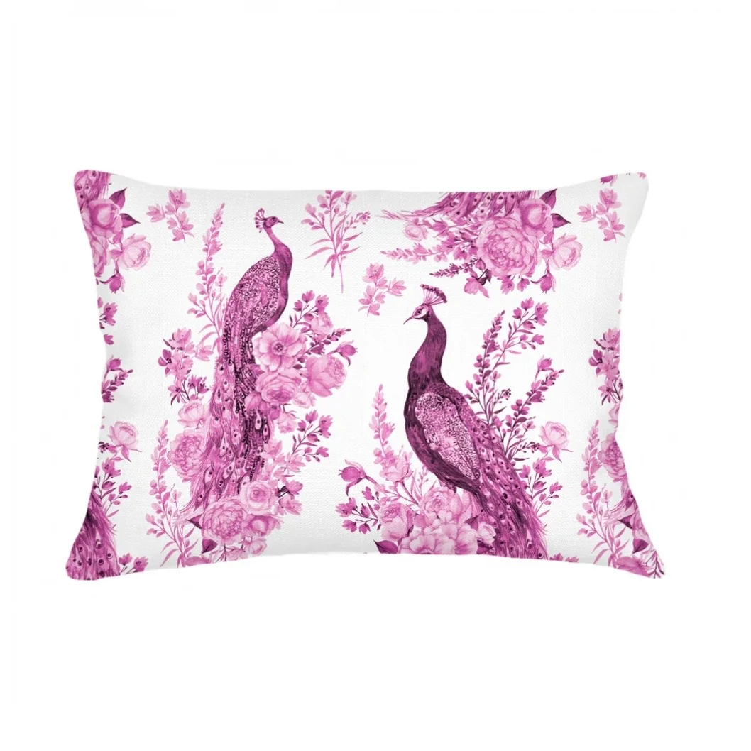 Anaya Home Peacock Haven Linen Pillow With Down Feather Insert ~ Violet ~ Available In 14x20, 20x20, 22x22, And 26x26 - Image 2