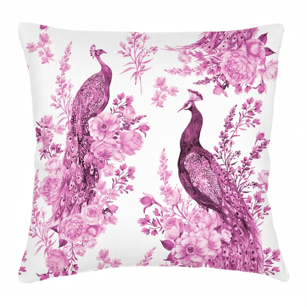 Anaya Home Peacock Haven Linen Pillow With Down Feather Insert ~ Violet ~ Available In 14x20, 20x20, 22x22, And 26x26 - Image 3