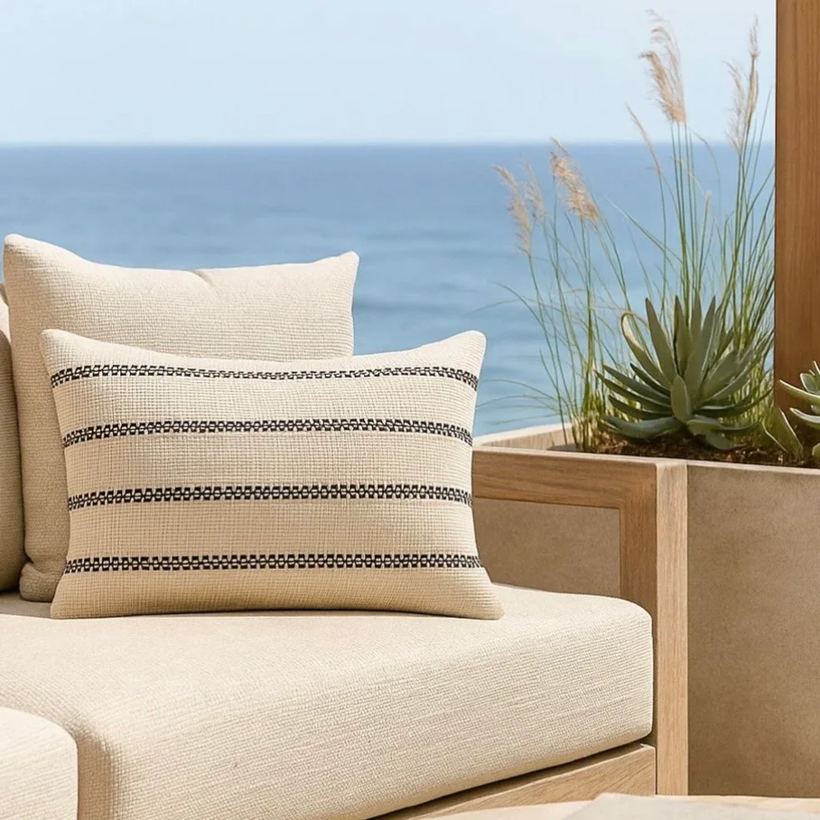 Anaya Home Regatta Stripe Indoor & Outdoor Pillow ~ Black ~ Available In 14 x 20, 20 x 20, And 24 x 24