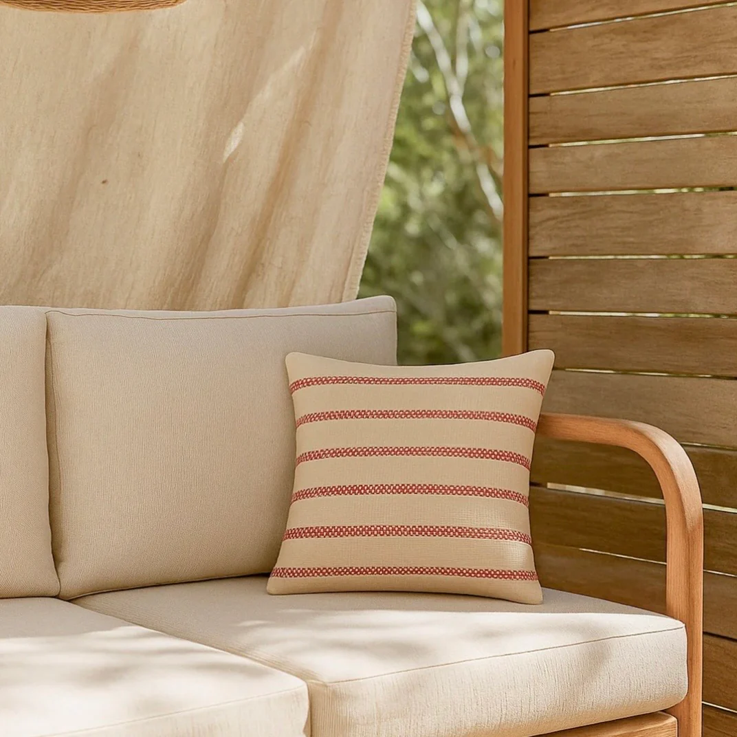 Anaya Home Regatta Stripe Indoor & Outdoor Pillow ~ Red ~ Available In 14 x 20, 20 x 20, And 24 x 24 - Image 2