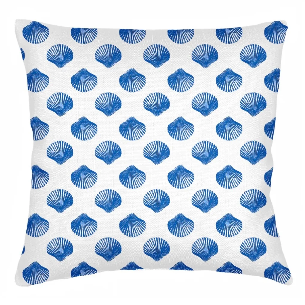 Anaya Home Retro Shell Linen Pillow With Down Feather Insert ~ Cobalt Blue ~ Available In 14x20, 14x40, 20x20, 22x22, 26x26, And 28x36 - Image 4
