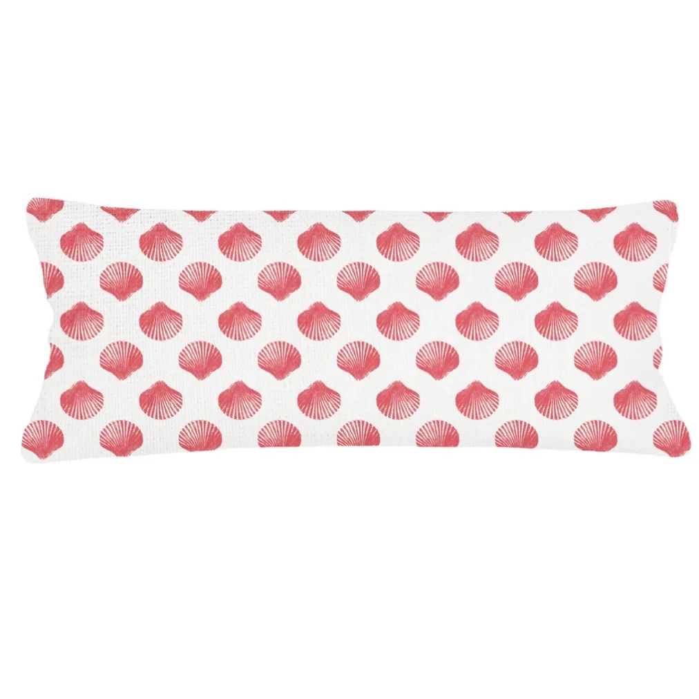 Anaya Home Retro Shell Linen Pillow With Down Feather Insert ~ Coral Red ~ Available In 14x20, 14x40, 20x20, 22x22, 26x26, And 28x36 - Image 2