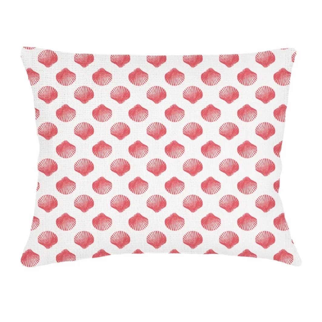Anaya Home Retro Shell Linen Pillow With Down Feather Insert ~ Coral Red ~ Available In 14x20, 14x40, 20x20, 22x22, 26x26, And 28x36 - Image 6