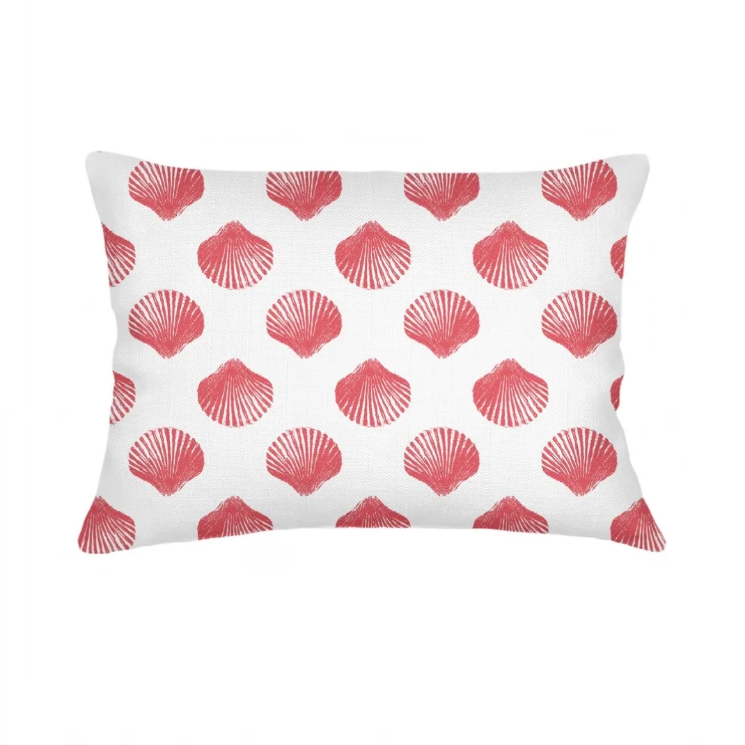 Anaya Home Retro Shell Linen Pillow With Down Feather Insert ~ Coral Red ~ Available In 14x20, 14x40, 20x20, 22x22, 26x26, And 28x36 - Image 8
