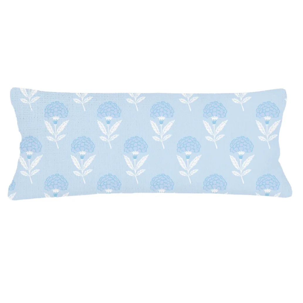 Anaya Home Royal Bloom Linen Pillow With Down Feather Insert ~ Light Blue ~ Available In 14x20, 14x40, 20x20, 22x22, 26x26, And 28x36 - Image 2