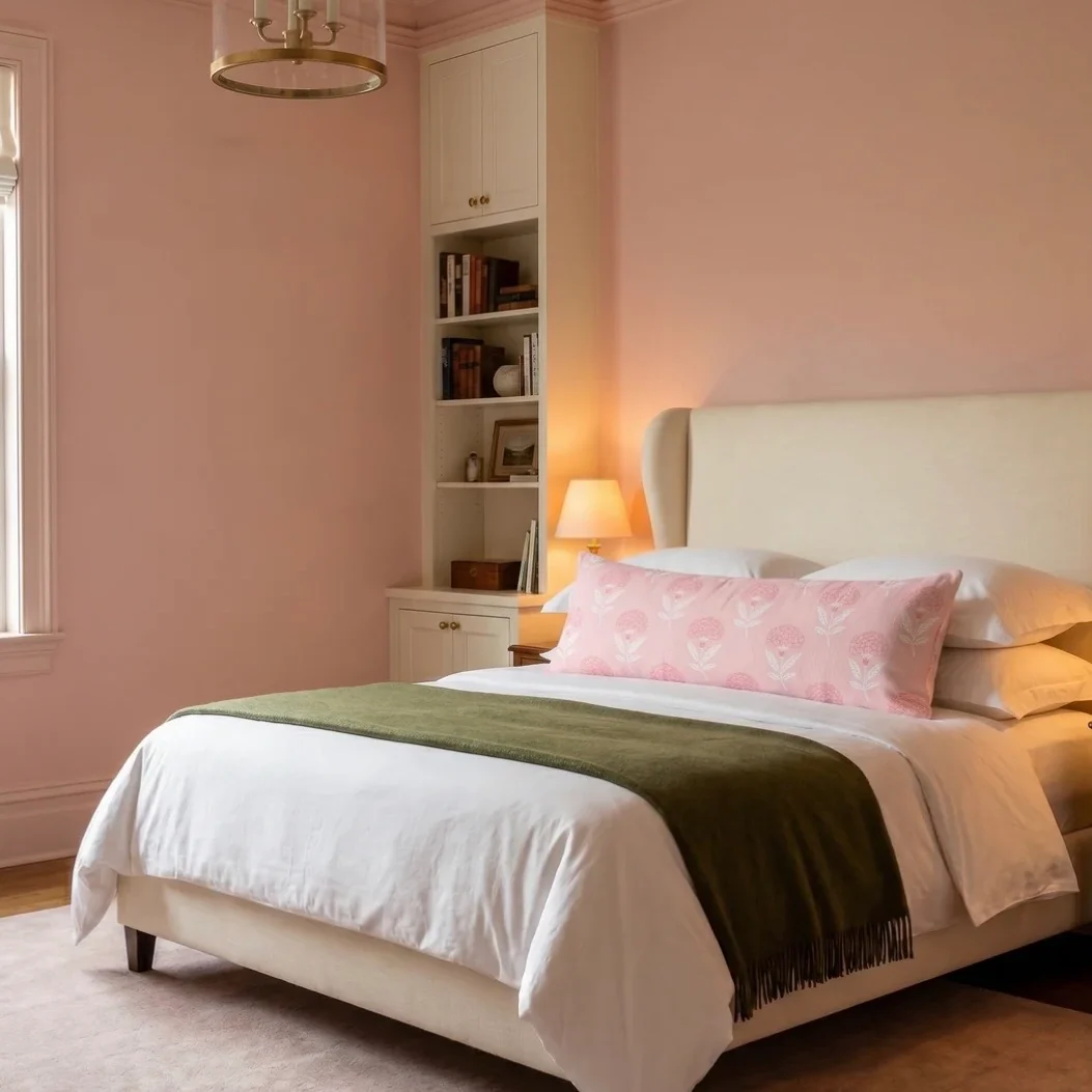 Anaya Home Royal Bloom Linen Pillow With Down Feather Insert ~ Pale Pink ~ Available In 14x20, 14x40, 20x20, 22x22, 26x26, And 28x36 - Image 2