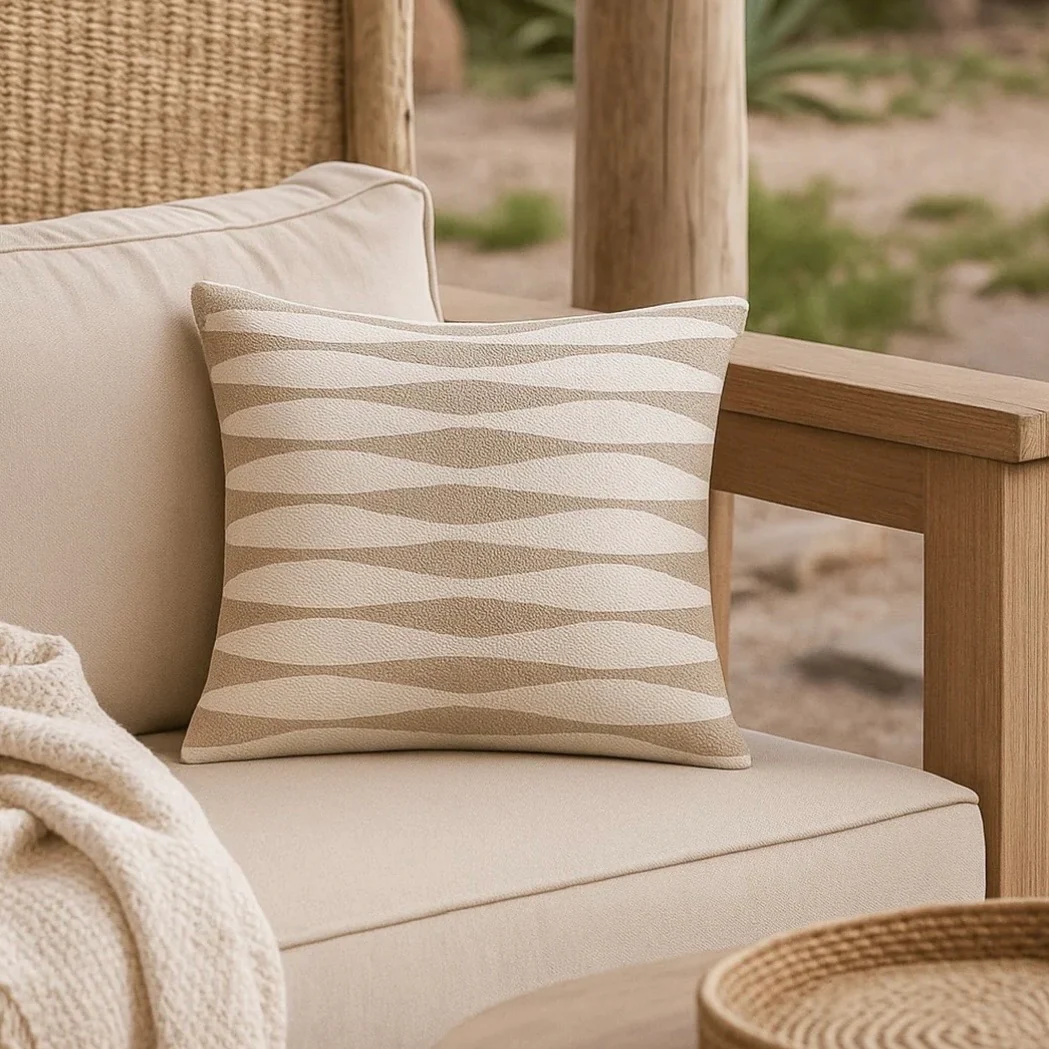 Anaya Home Rustic Beige Serene Wave Indoor & Outdoor Pillow ~ Available In 14 x 20, 20 x 20, And 24 x 24 - Image 2